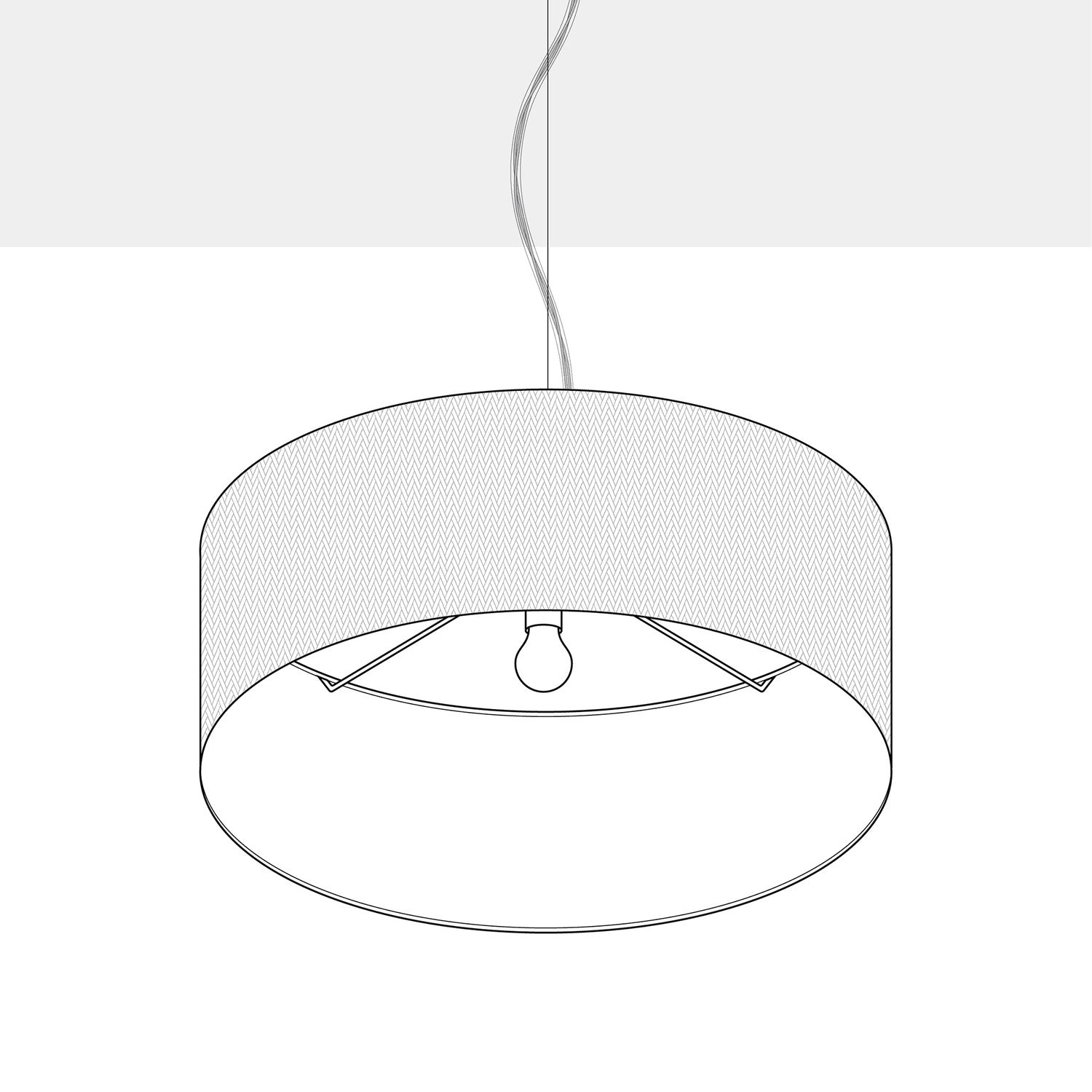 Lampada a sospensione con paralume in tessuto Cilindro Large - Made in Italy - Lana Sabbia No