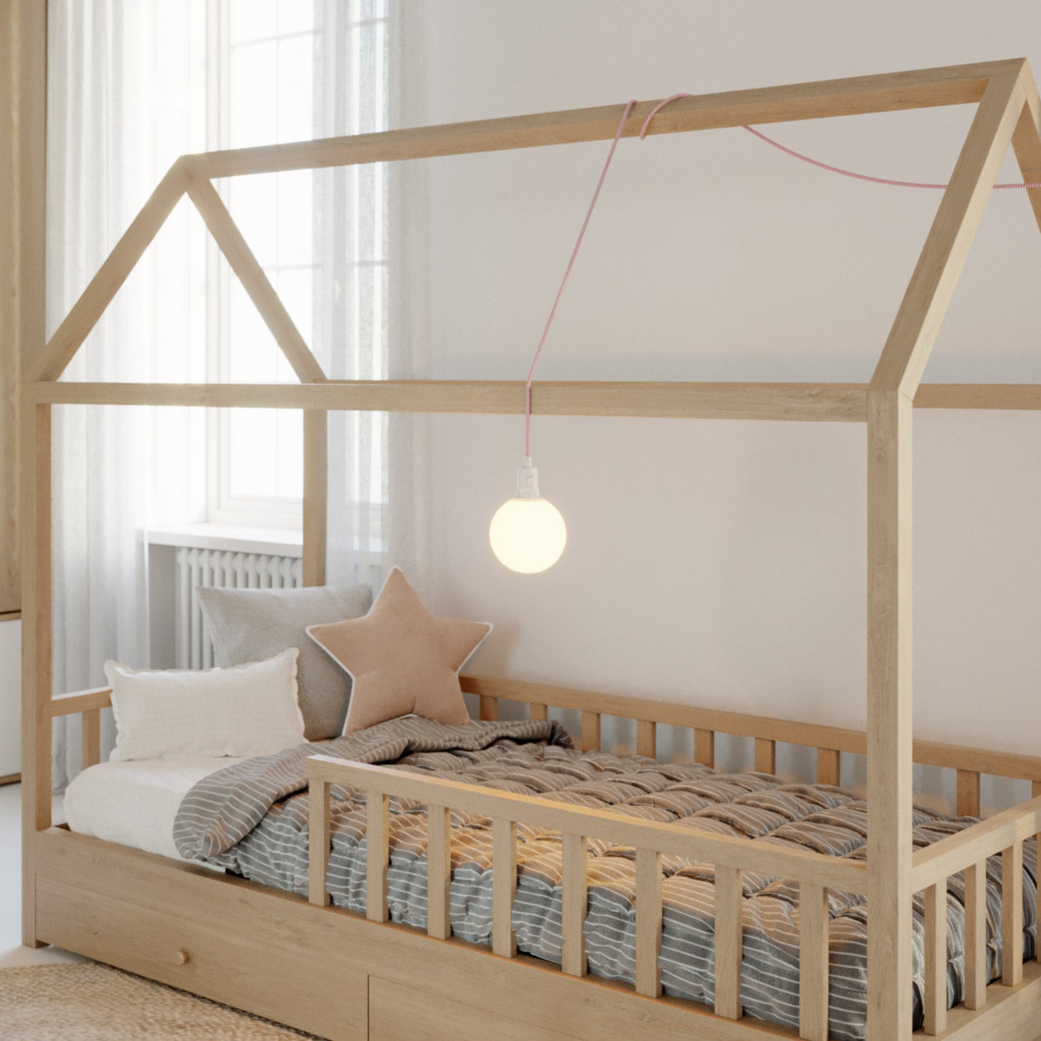 Lampada portatile Snake con interruttore sul portalampada, spina UK, paralume infrangibile Unbreak-a-Ball e cavo RZ08