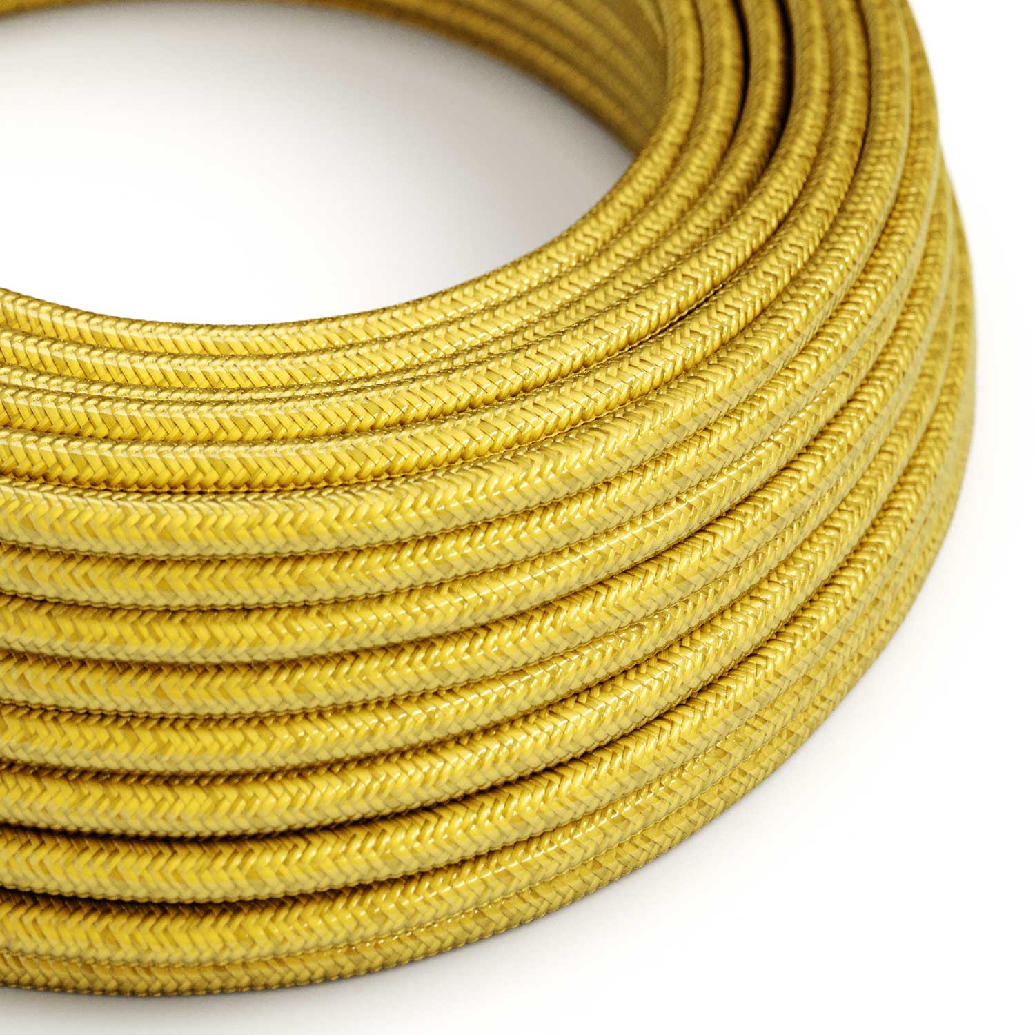 Cavo elettrico colorato in tessuto Giallo Limone - L'Originale Creative Cables, adatto per impianti di design a vista - RM31