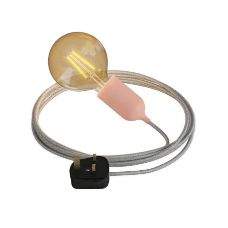 Eiva Snake Pastel, portable outdoor lamp, 5 m textile cable, UK plug and IP65 waterproof lamp holder - Salmon