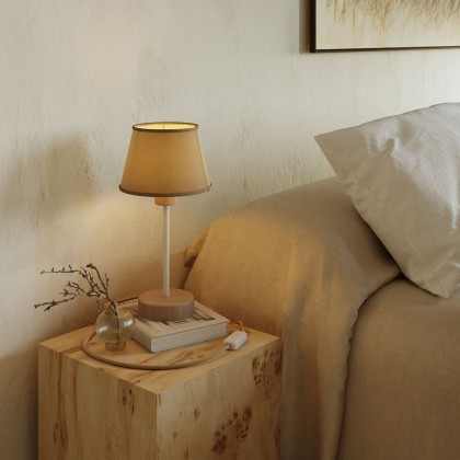 Wood table lamp with lampshade suitability - Alzaluce Wood
