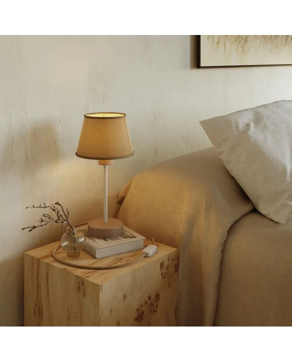 Wood table lamp with lampshade suitability - Alzaluce Wood