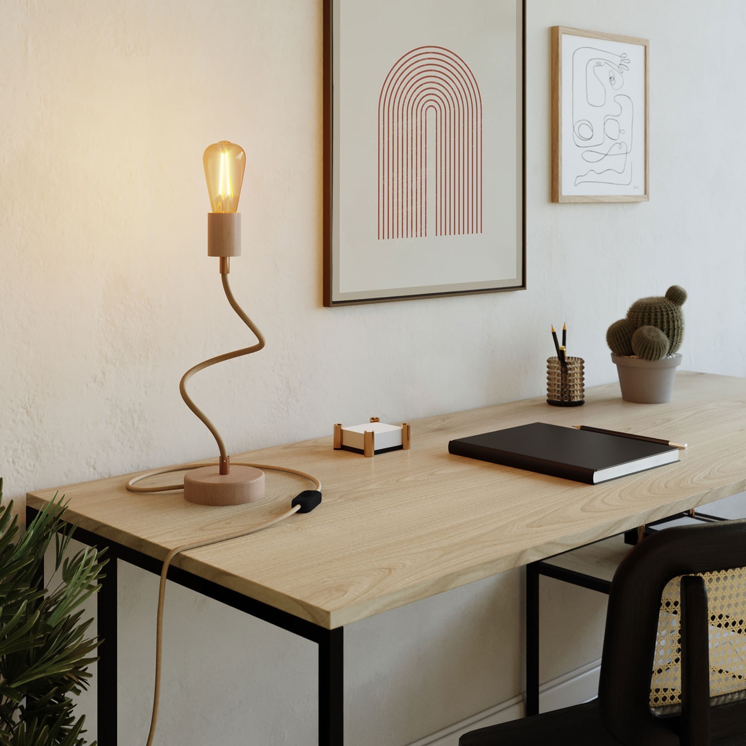 Wood adjustable table lamp with diffused lighting - Table Flex Wood