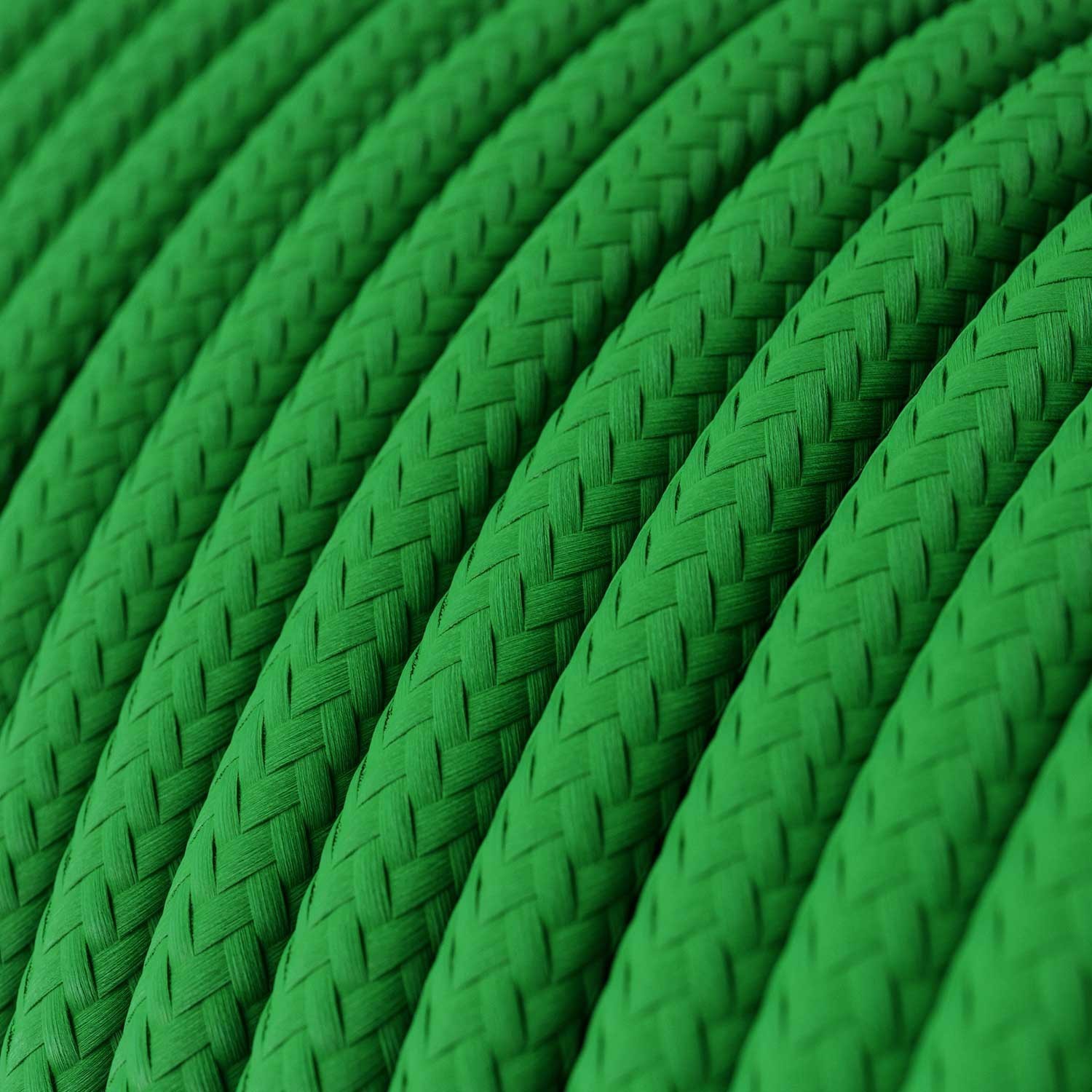 Round Electric Cable covered by Rayon solid color fabric RM06 Green