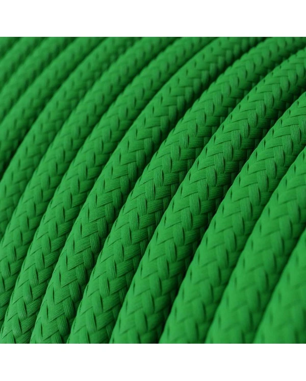 Round Electric Cable covered by Rayon solid color fabric RM06 Green