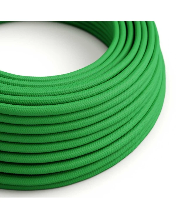 Round Electric Cable covered by Rayon solid color fabric RM06 Green