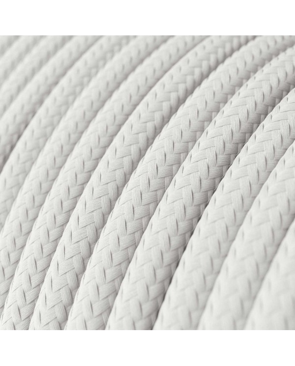 Round Electric Cable covered by Rayon solid color fabric RM01 White