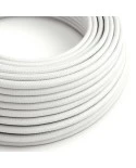Round Electric Cable covered by Rayon solid color fabric RM01 White