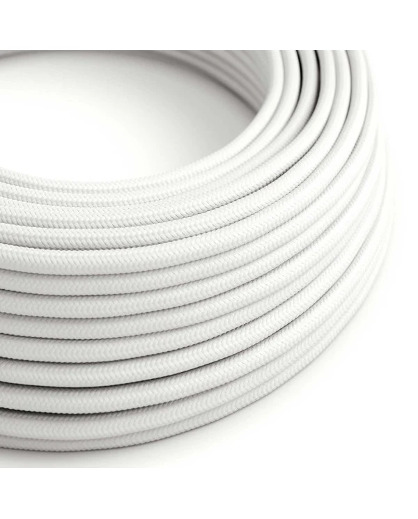 Round Electric Cable covered by Rayon solid color fabric RM01 White