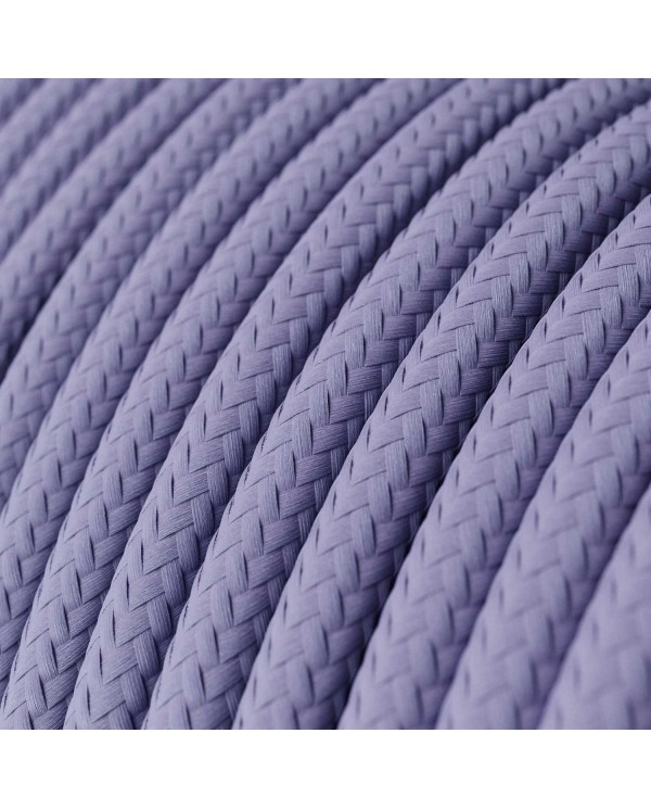 Round Electric Cable covered by Rayon solid color fabric RM07 Lilac