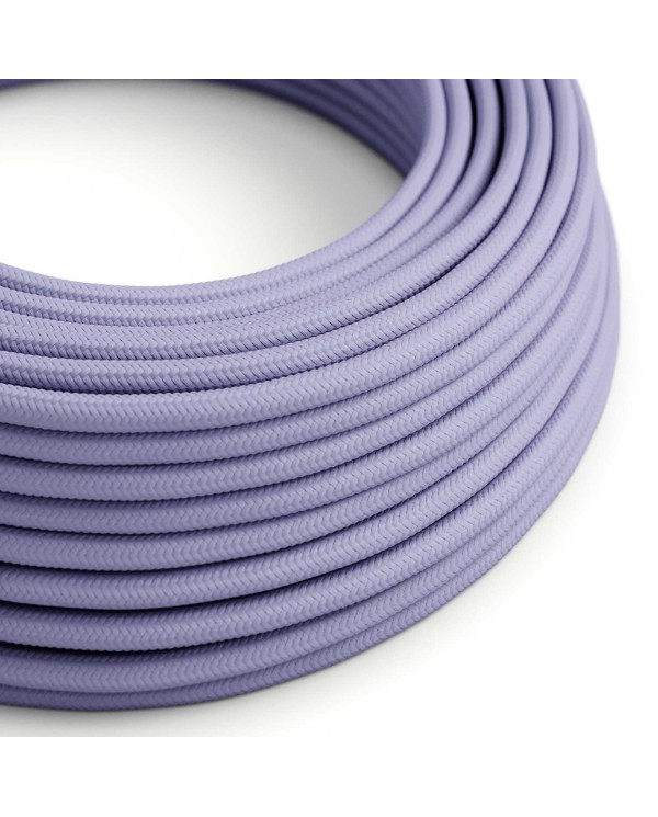 Round Electric Cable covered by Rayon solid color fabric RM07 Lilac