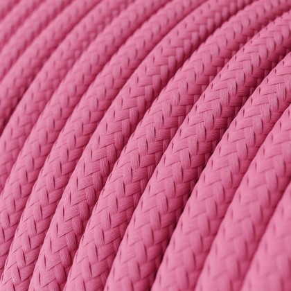 Round Electric Cable covered by Rayon solid color fabric RM08 Fuchsia