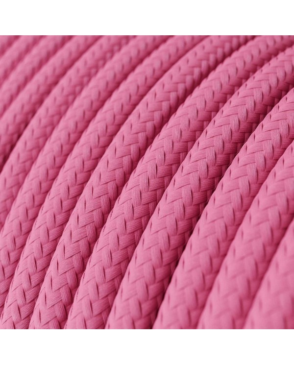 Round Electric Cable covered by Rayon solid color fabric RM08 Fuchsia