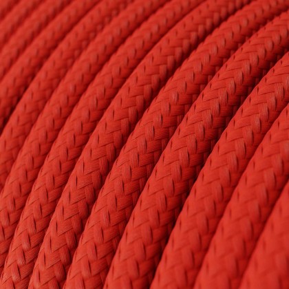 Round Electric Cable covered by Rayon solid color fabric RM09 Red