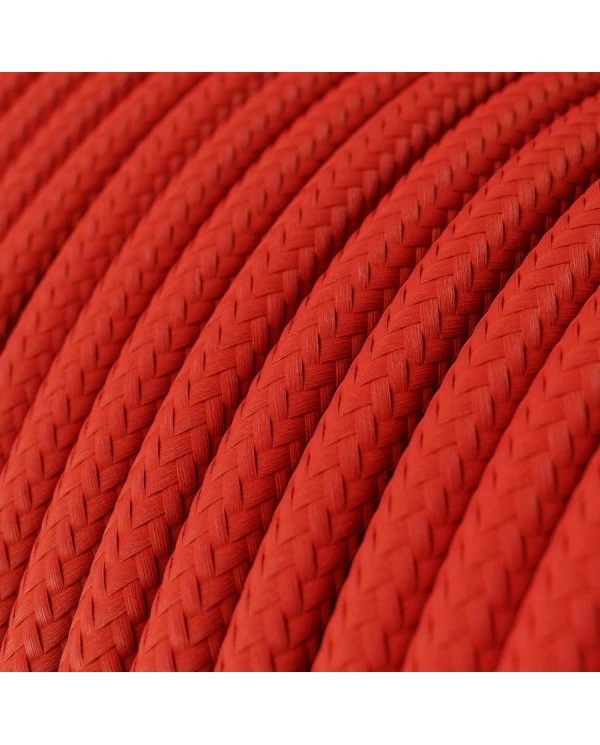 Round Electric Cable covered by Rayon solid color fabric RM09 Red