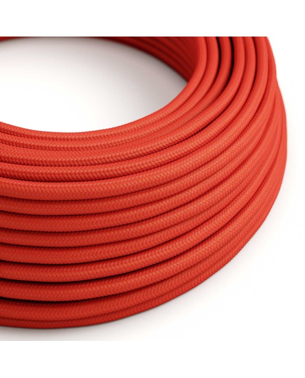 Round Electric Cable covered by Rayon solid color fabric RM09 Red