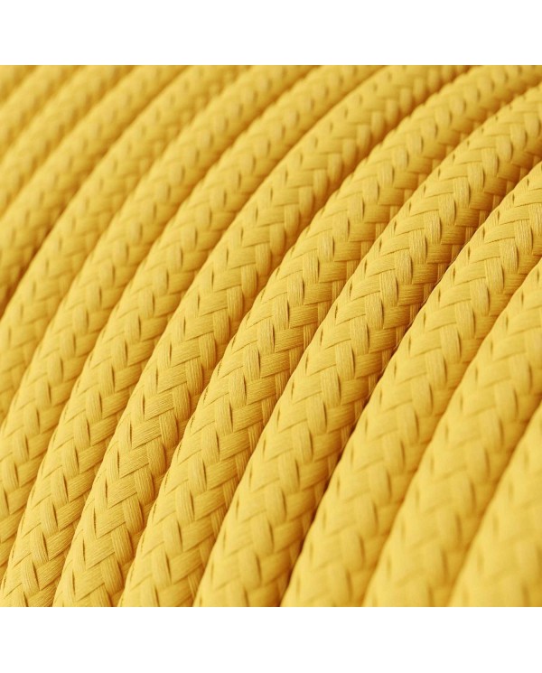 Round Electric Cable covered by Rayon solid color fabric RM10 Yellow