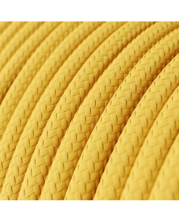 Round Electric Cable covered by Rayon solid color fabric RM10 Yellow