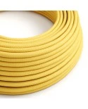 Round Electric Cable covered by Rayon solid color fabric RM10 Yellow