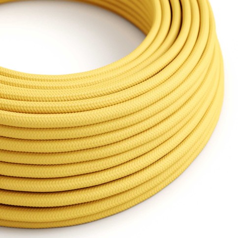 Round Electric Cable covered by Rayon solid color fabric RM10 Yellow