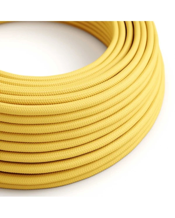 Round Electric Cable covered by Rayon solid color fabric RM10 Yellow