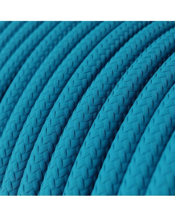 Round Electric Cable covered by Rayon solid color fabric RM11 Cyan