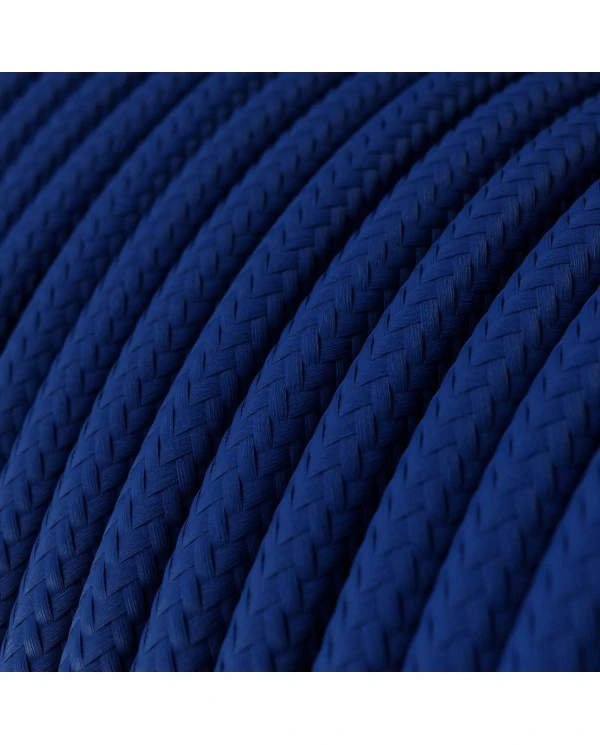 Round Electric Cable covered by Rayon solid color fabric RM12 Blue