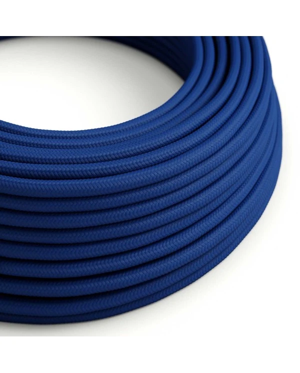 Round Electric Cable covered by Rayon solid color fabric RM12 Blue