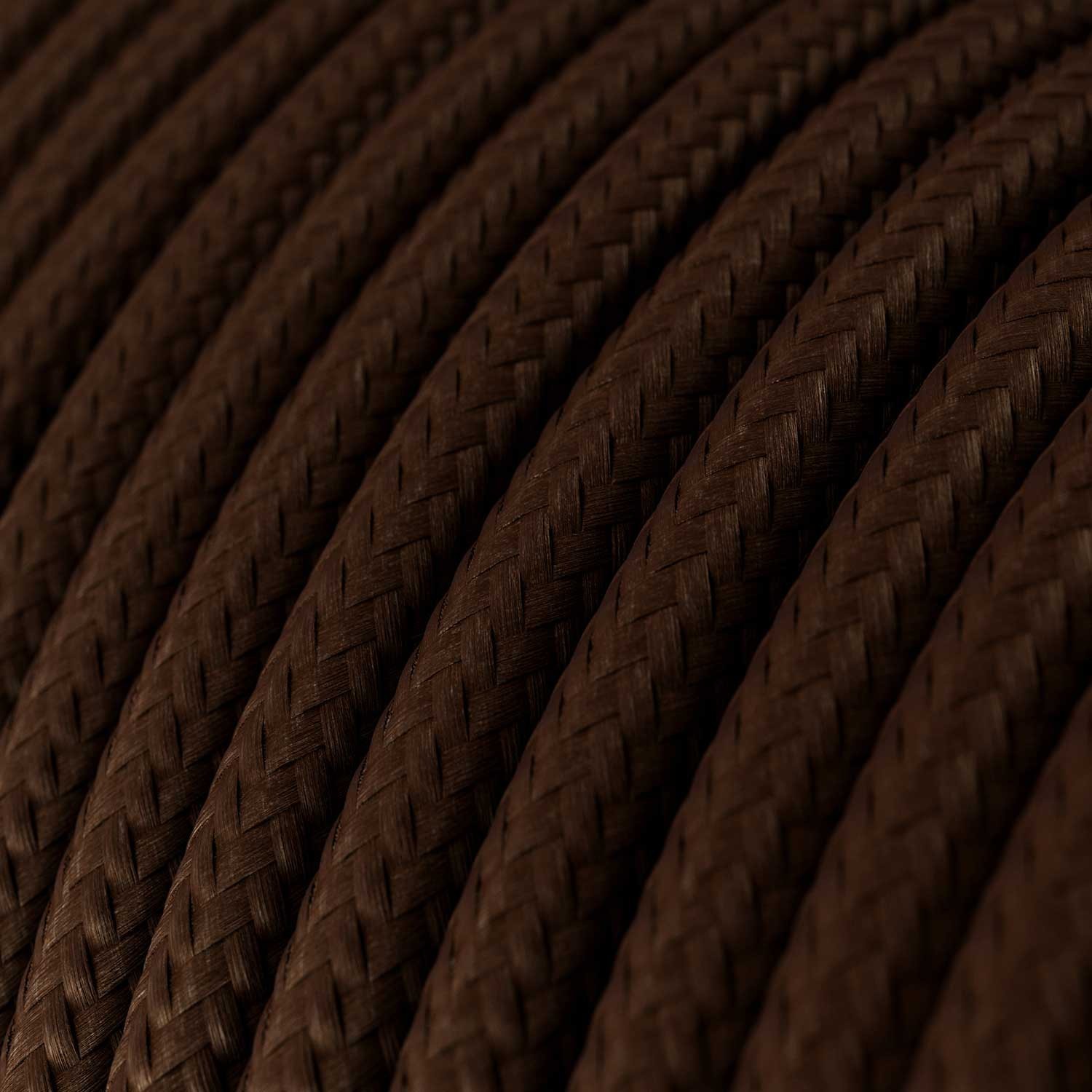 Round Electric Cable covered by Rayon solid color fabric RM13 Brown