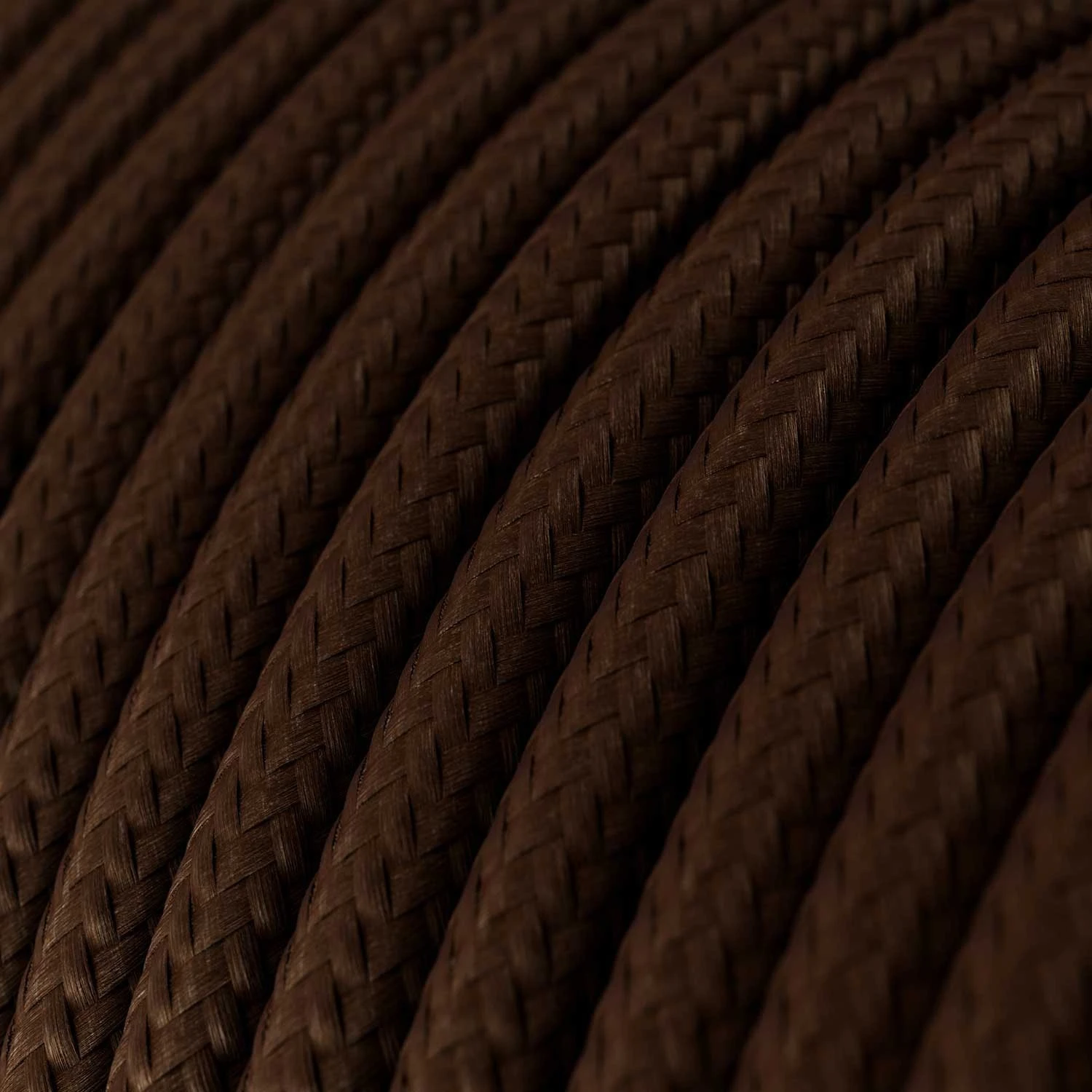 Round Electric Cable covered by Rayon solid color fabric RM13 Brown