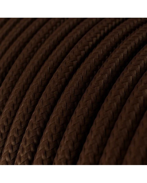 Round Electric Cable covered by Rayon solid color fabric RM13 Brown