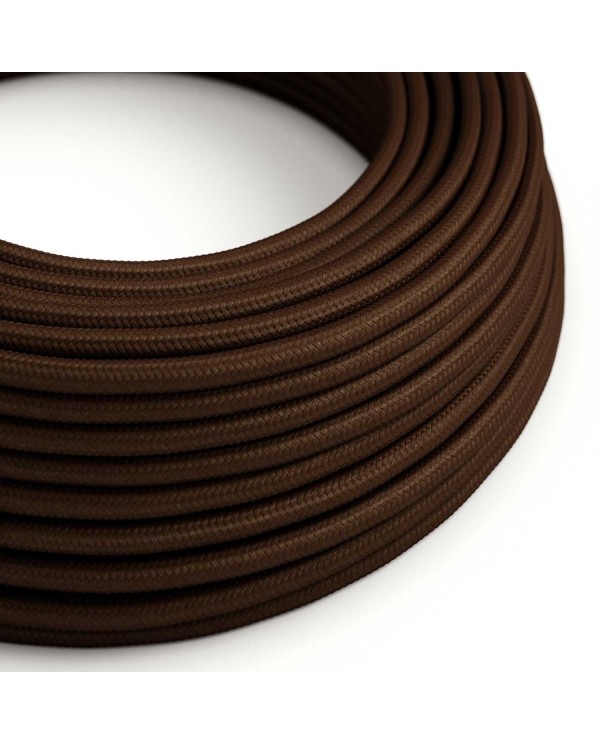 Round Electric Cable covered by Rayon solid color fabric RM13 Brown