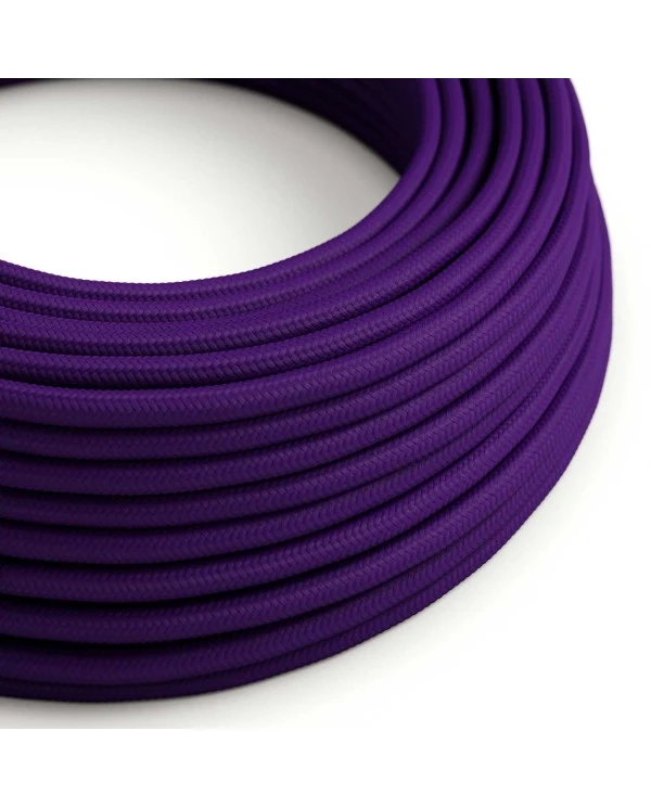 Round Electric Cable covered by Rayon solid color fabric RM14 Violet