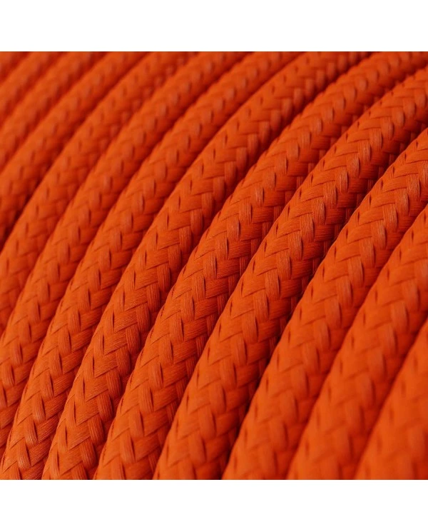 Round Electric Cable covered by Rayon solid color fabric RM15 Orange