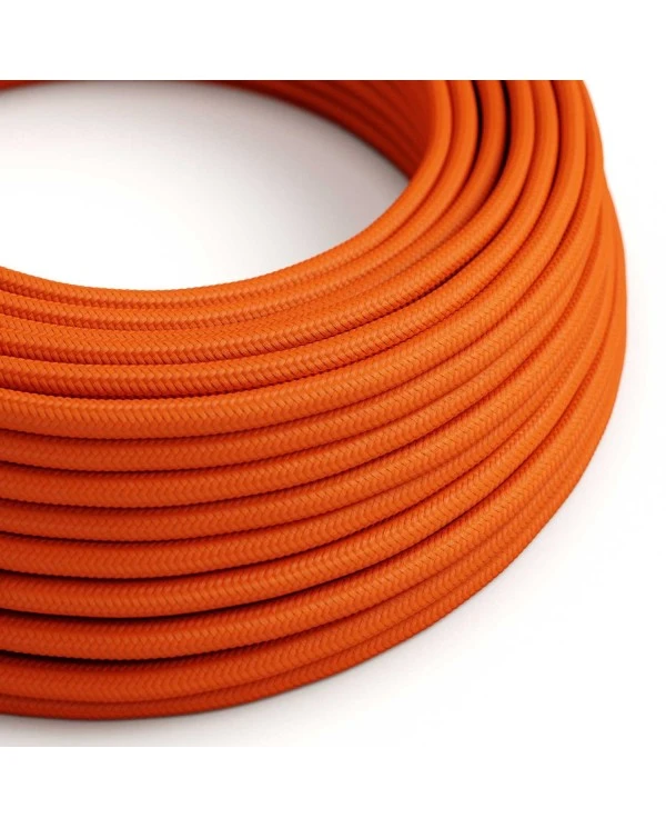 Round Electric Cable covered by Rayon solid color fabric RM15 Orange