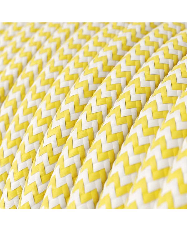 Round Electric Cable covered by Rayon fabric ZigZag RZ10 Yellow