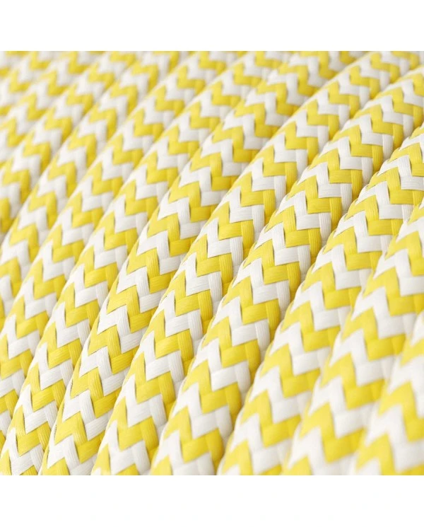 Round Electric Cable covered by Rayon fabric ZigZag RZ10 Yellow