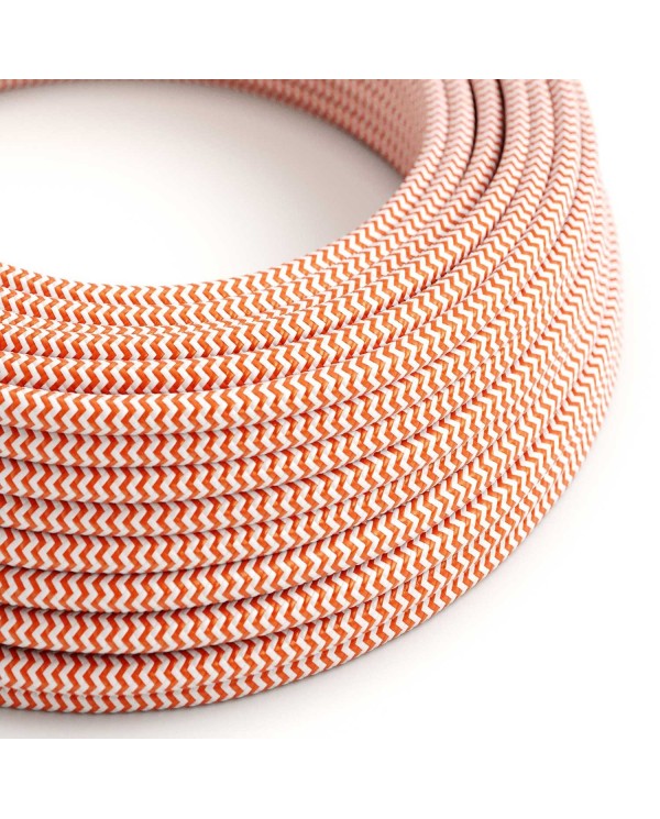 Round Electric Cable covered by Rayon fabric ZigZag RZ15 Orange