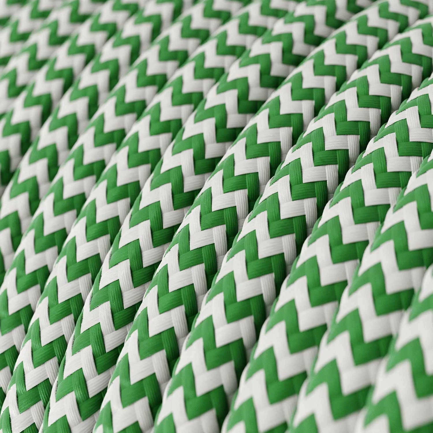 Round Electric Cable covered by Rayon fabric ZigZag RZ06 Green