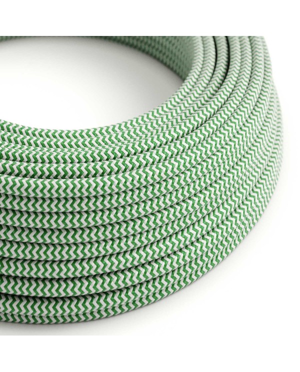Round Electric Cable covered by Rayon fabric ZigZag RZ06 Green