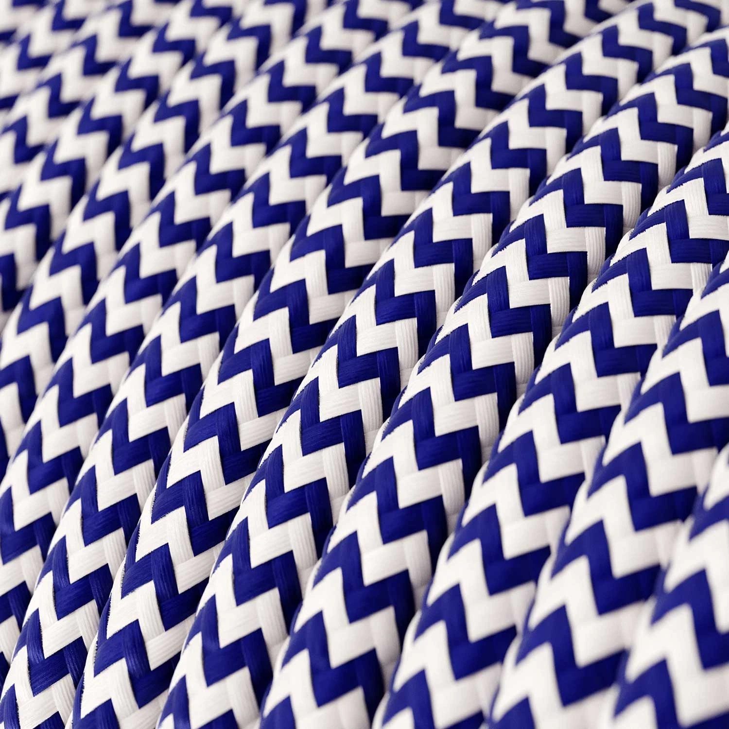 Round Electric Cable covered by Rayon fabric ZigZag RZ12 Blue