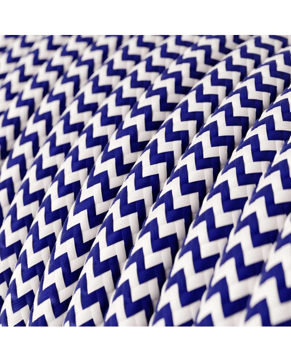Round Electric Cable covered by Rayon fabric ZigZag RZ12 Blue