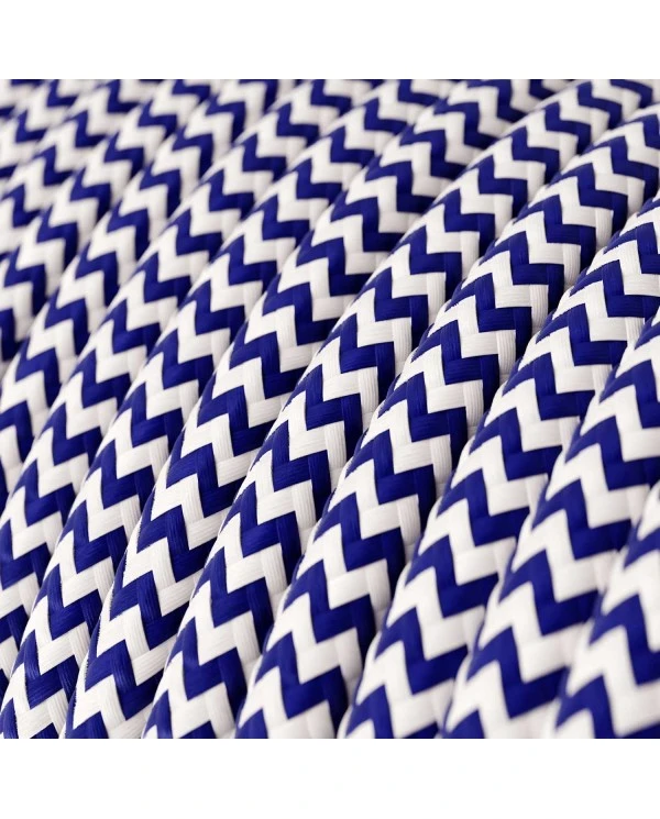 Round Electric Cable covered by Rayon fabric ZigZag RZ12 Blue