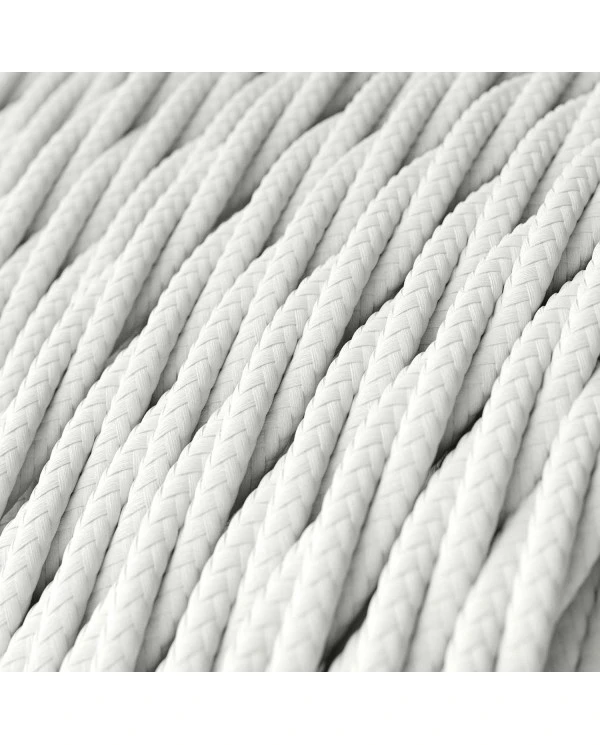 Twisted Electric Cable covered by Rayon solid color fabric TM01 White