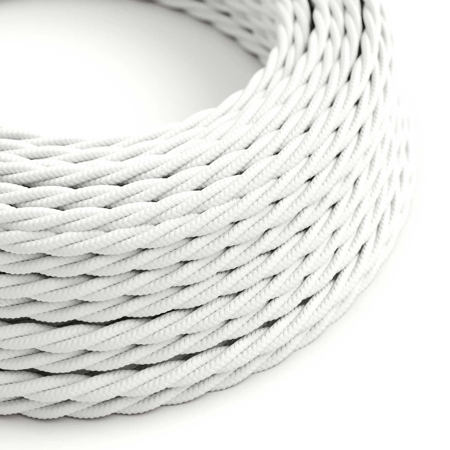 Twisted Electric Cable covered by Rayon solid color fabric TM01 White