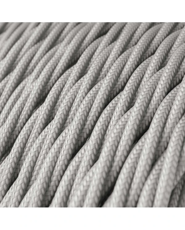 Twisted Electric Cable covered by Rayon solid color fabric TM02 Silver