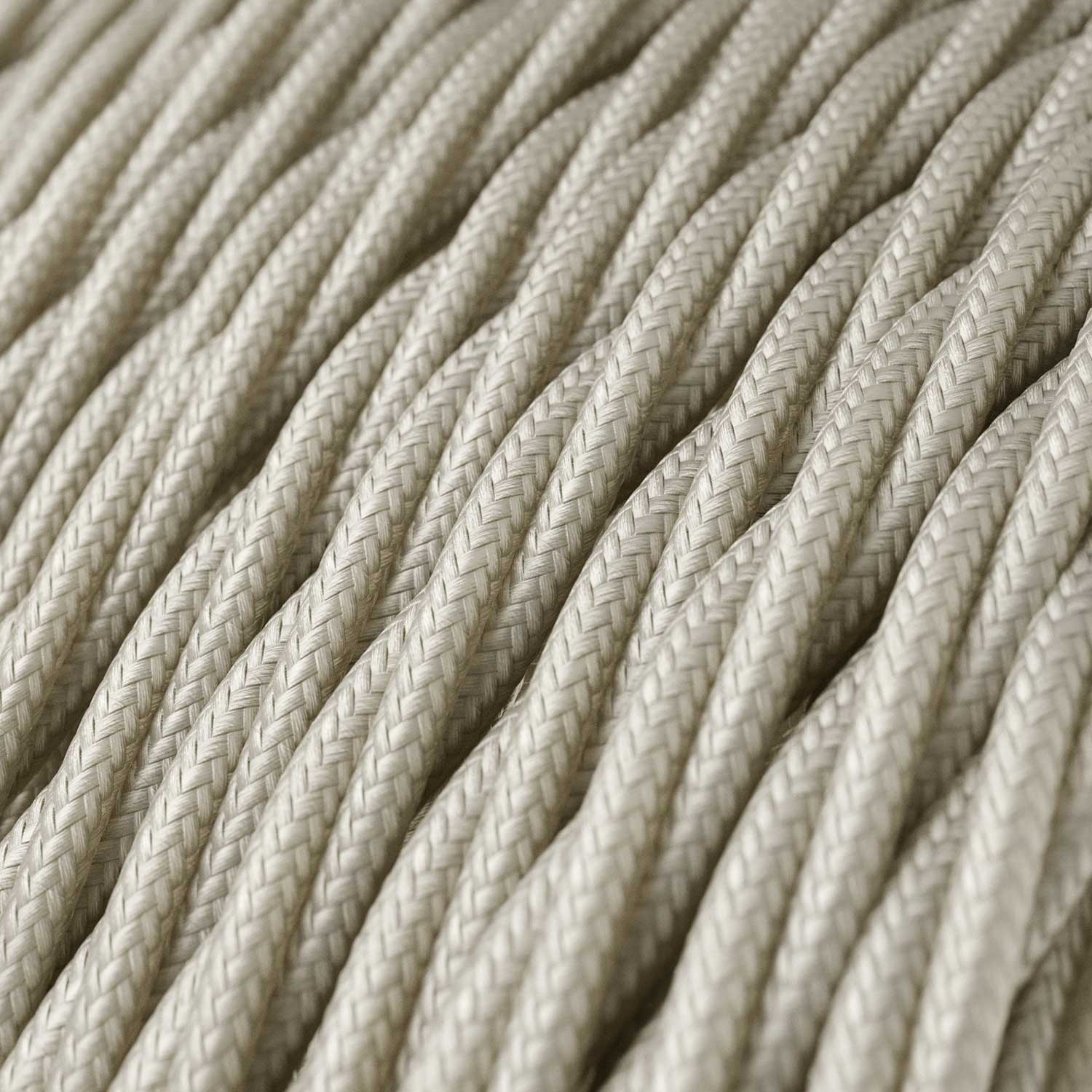 Twisted Electric Cable covered by Rayon solid color fabric TM00 Ivory