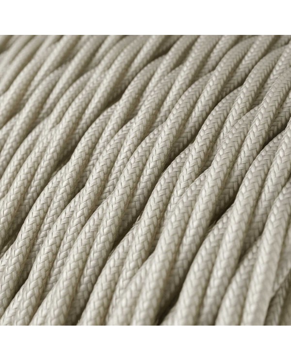 Twisted Electric Cable covered by Rayon solid color fabric TM00 Ivory