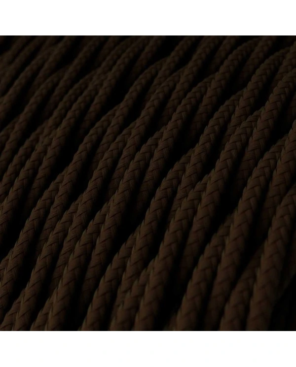 Twisted Electric Cable covered by Rayon solid color fabric TM13 Brown