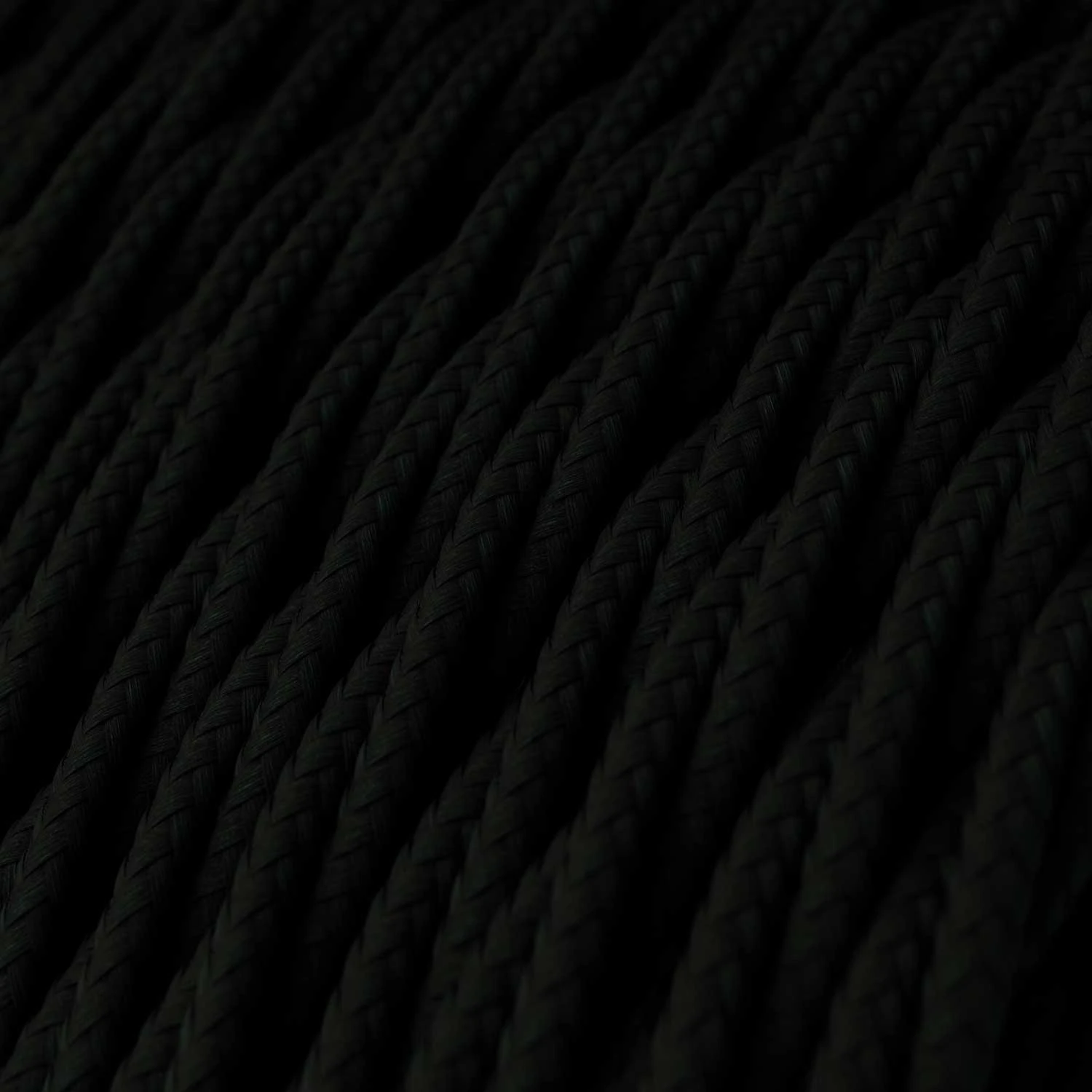 Twisted Electric Cable covered by Rayon solid color fabric TM04 Black